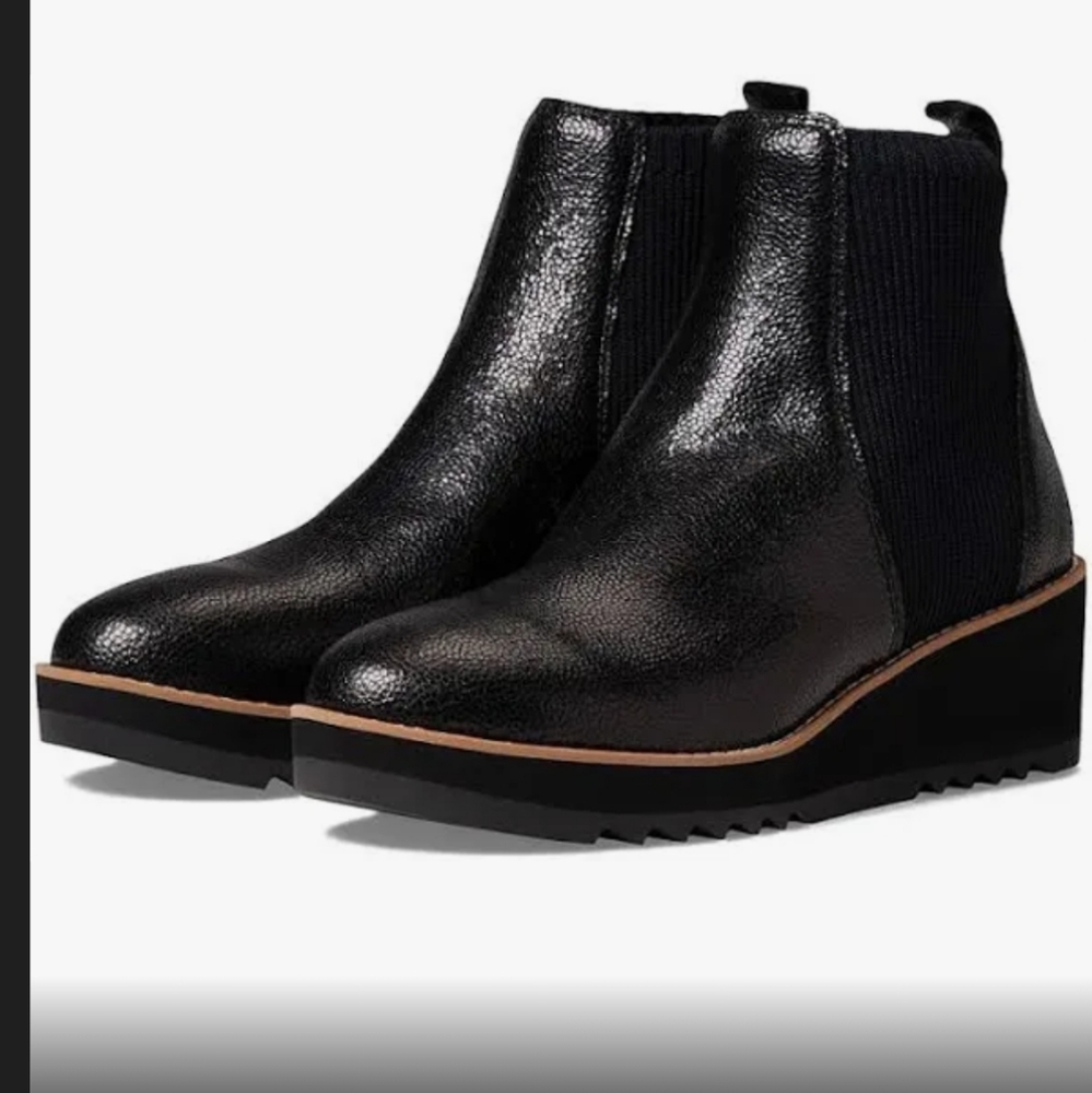 Eileen Fisher New  Liou Embossed Leather Wedge Chelsea Boots. - Picture 2 of 11
